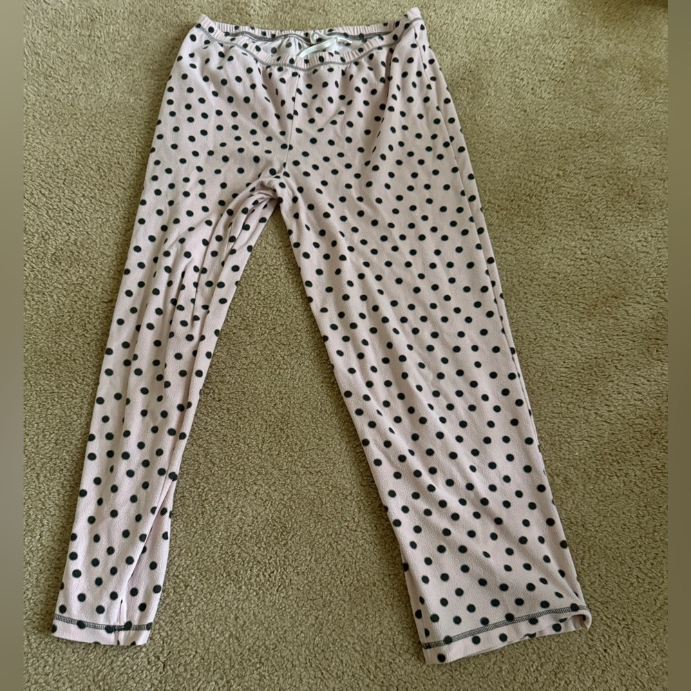 Pink & Blue Polka Dot Fleece Pajama Pants - Cozy Winter Sleepwear - Medium